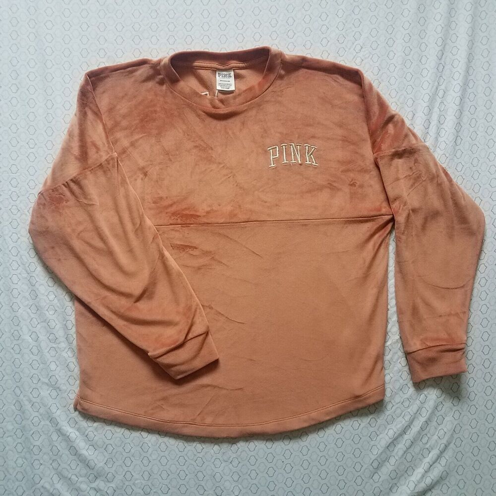 Victoria Secret PINK Velvet Crewneck Orange Shine Super Soft Size S 170/88A